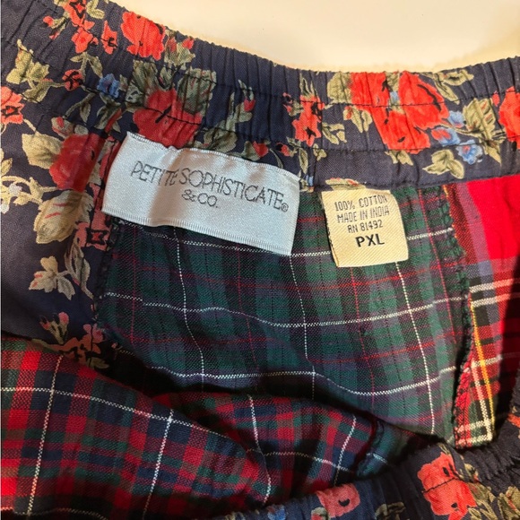 Petite Sophisticate PXL 2 pc vest & skirt patchwork plaid & floral - Picture 5 of 13